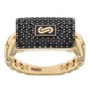 14ct Yellow Gold Monaco Classic Black Cubic Zirconia Pave Ring