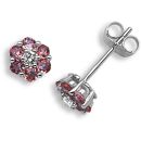 18 Carat White Gold Diamond-10pts Ruby-59pts Stud Earrings