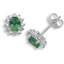 18 Carat White Gold Diamond-18pts Emerald-67pts Stud Earrings