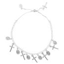 Silver Rosary Bead Style Toggle Bracelet By Icesia