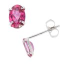 9ct White Gold Pink Topaz Stud Earrings