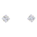 9ct Yellow Gold Princess Cut Crystal Stud Earrings