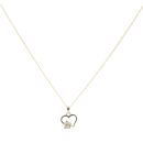 Children's 14ct Yellow Gold Cubic Zirconia Butterfly Heart Pendant And Chain 16"