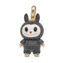 14ct Yellow Gold Black Gemstone Bunny Pendant