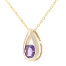 9ct Yellow Gold Amethyst Teardrop Pendant Necklace