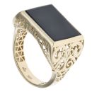 14ct Yellow Gold Black Gemstone Signet Ring