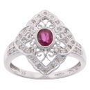 9ct White Gold 0.15ct Diamond And Ruby Ring