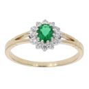 9ct Yellow Gold Cubic Zirconia and Green Gemstone Cluster Ring