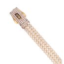 14ct Yellow Gold Monaco Classic Agua Pave Lock Bracelet 6.5"