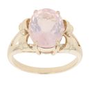 9ct Yellow Gold Rose Quartz Single Stone Ring