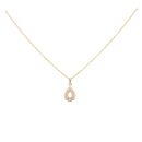 925 Sterling Silver Gold Plated Cubic Zirconia Teardrop Pendant And Chain 18"
