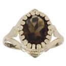 9ct Yellow Gold Smoky Quartz Single Stone Ring