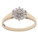 9ct Yellow Gold 0.20ct Brilliant Cut Diamond Cluster Ring