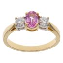18ct Yellow Gold 0.30ct Diamond And Pink Sapphire Three Stone Ring