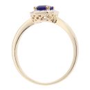 9ct Yellow Gold Octagon Sapphire and Diamond Cluster Ring