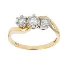 18ct Yellow Gold 0.75ct Brilliant Cut Diamond Twist Trilogy Ring