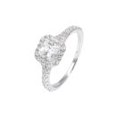 Sterling Silver Square Cubic Zirconia Halo Ring