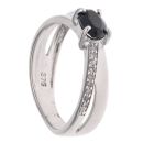 9ct White Gold 0.10ct Diamond And Sapphire Solitaire Ring