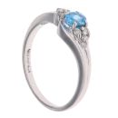 9ct White Gold 0.10ct Diamond and Topaz Gemstone Ring