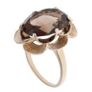 9ct Yellow Gold Smoky Quartz Single Stone Ring