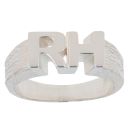 Silver Personalised Initial Bark Effect Ring