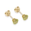 9ct yellow gold 4mm light peridot CZ stud Earrings