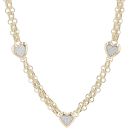 14ct Yellow Gold Cubic Zirconia Triple Heart Chain 20"