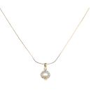 18ct Yellow Gold Cubic Zirconia Circle Pendant And Chain 18"