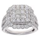 14ct White Gold 3.25ct Cluster Diamond Ring