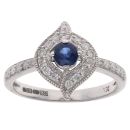 9ct White Gold 0.25ct Diamond And Sapphire Ring