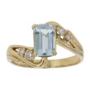 18ct Yellow Gold 0.15ct Diamond and Aquamarine Ring