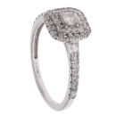 9ct White Gold 0.48ct Princess, Baguette And Brilliant Cut Diamond Cluster Ring