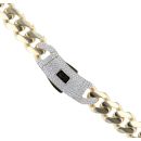 14ct Yellow Gold Monaco Curb Classic Cubic Zirconia Pave Lock Chain 22"
