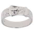 Silver Patterned Buckle Ring By Icesia