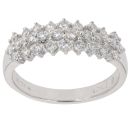18ct White Gold 0.73ct Brilliant Cut Diamond Three Row Ring