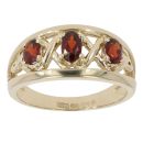 9ct Yellow Gold Three Stone Garnet Fancy Ring