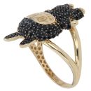 14ct Yellow Gold Black Gemstone Bunny Ring