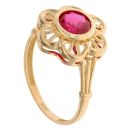 14ct Yellow Gold Red Gemstone Flower Ring