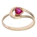 14ct Yellow Gold Red Gemstone Heart Loop Ring