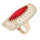 14ct Yellow Gold Red Gemstone And Cubic Zirconia Ring
