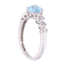9ct White Gold Blue Topaz and Diamond Heart Dress Ring