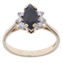 9ct Yellow Gold Sapphire And Cubic Zirconia Ring