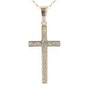 9ct Yellow Gold Patterned Cross Pendant and Belcher Chain 24"