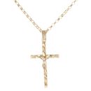 9ct Yellow Gold Twist Crucifix Pendant And Chain 24"