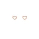 Rose Gold Plated Sterling Silver Tiny Heart Cubic Zirconia Stud Earrings