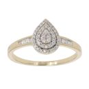 9ct Yellow Gold 0.40ct Pear Diamond Cluster Ring