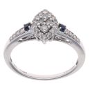 9ct White Gold 0.33ct Diamond And Sapphire Cluster Ring