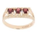 9ct Yellow Gold Garnet Three Stone Signet Ring