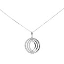 9ct White Gold Cubic Zirconia Triple Circle Pendant And 16" Chain