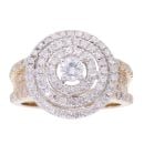 9ct Yellow and White Gold 1.18ct Diamond Halo Cluster Ring by Anya Belle